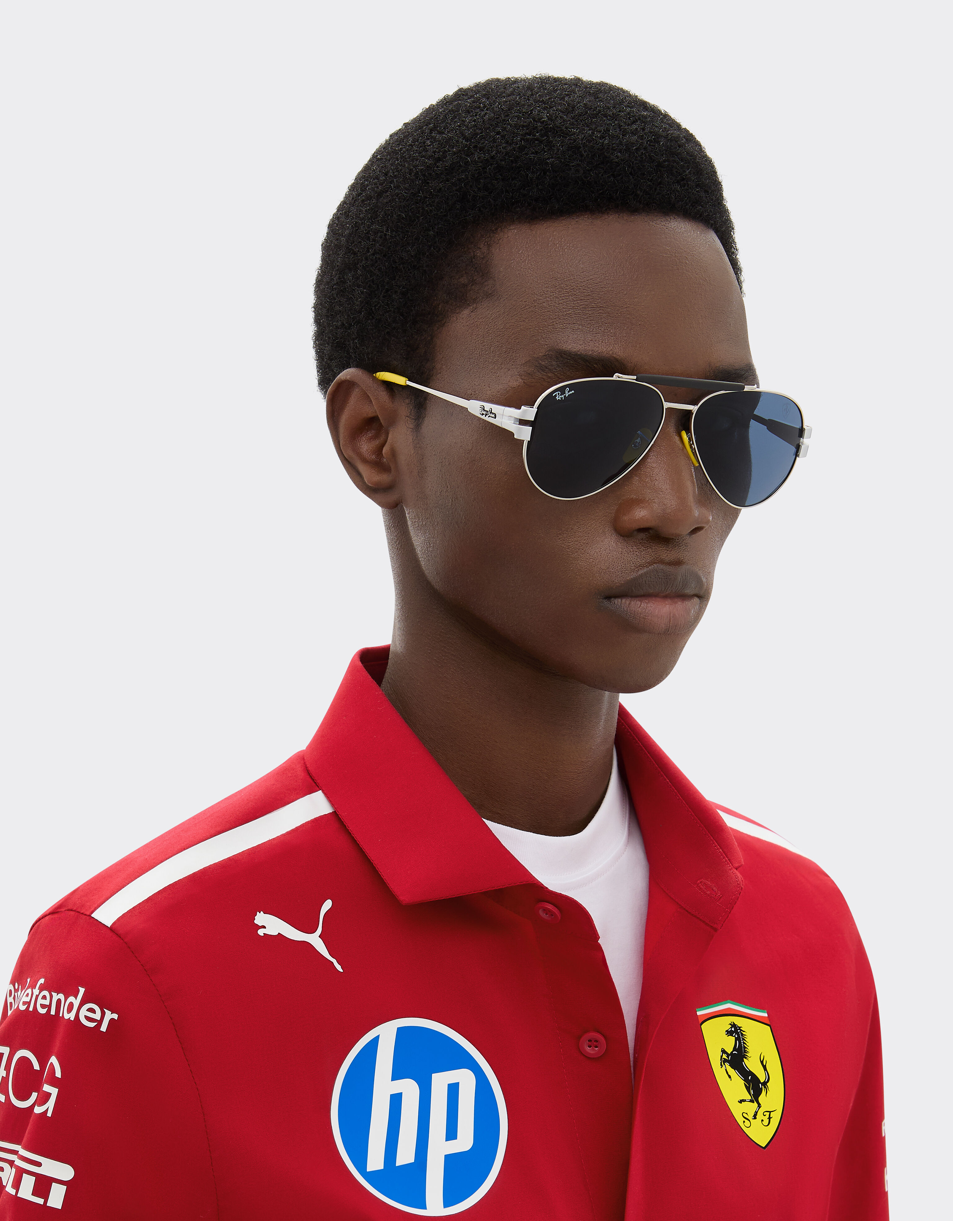 Ferrari 雷朋与法拉利车队合作款 RB3762M 蓝色镜片银色金属太阳镜 银色 LA01Bf