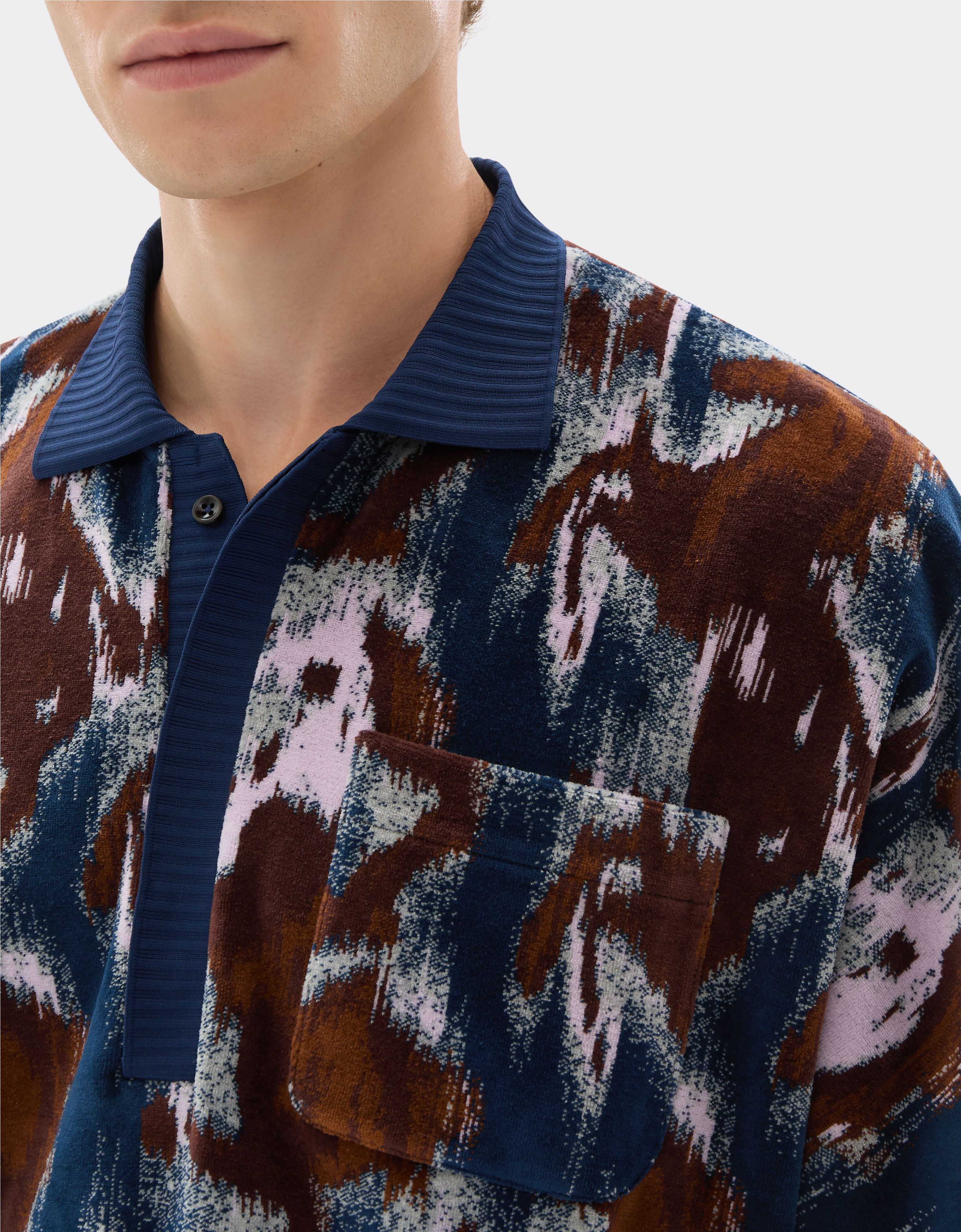Ferrari Cavallino Ikat 图案雪尼尔 Polo 衫 孔雀蓝 49272f