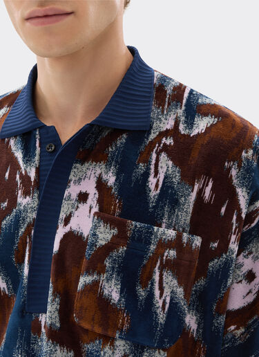 Cavallino Ikat 图案雪尼尔 Polo 衫 Ferrari Cavallino Ikat 图案雪尼尔 Polo 衫 孔雀蓝 49272f