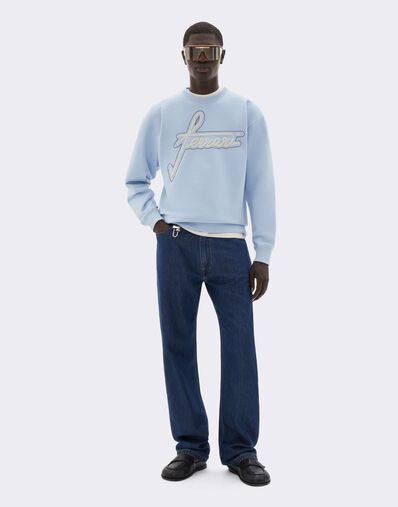 Ferrari Ferrari Embroidered Crew-neck Sweatshirt Powder Blue CJMSW0036JCO0046f