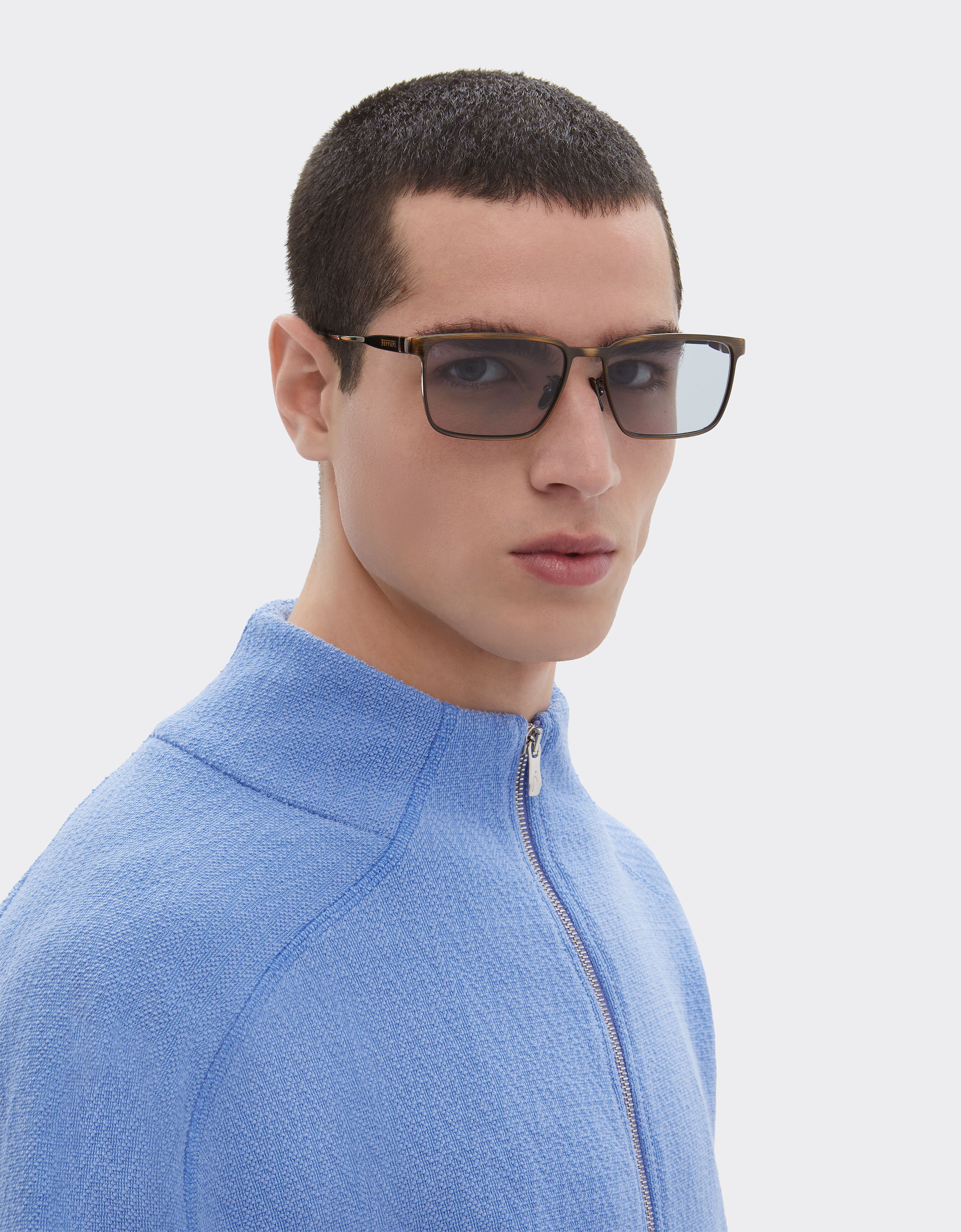 Ferrari Ferrari sunglasses in  brushed gray/brownmetal  with light gray crystal lenses Grey LA0LEf