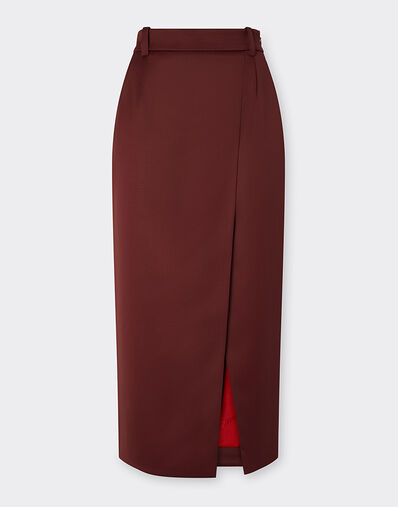 Ferrari 羊毛缎半裙 红褐色 49818f