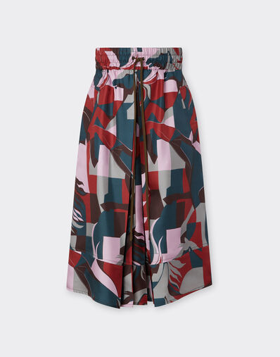 Ferrari Silk skirt with color block Cavallino print Peacock 22650f