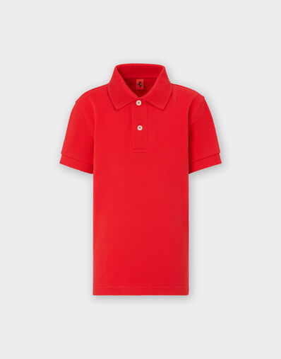 Ferrari Children’s polo shirt in organic cotton piqué Rosso Corsa 红色 48528fK