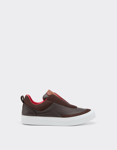 Ferrari Nappa leather and suede slip-on sneaker Espresso 22828f