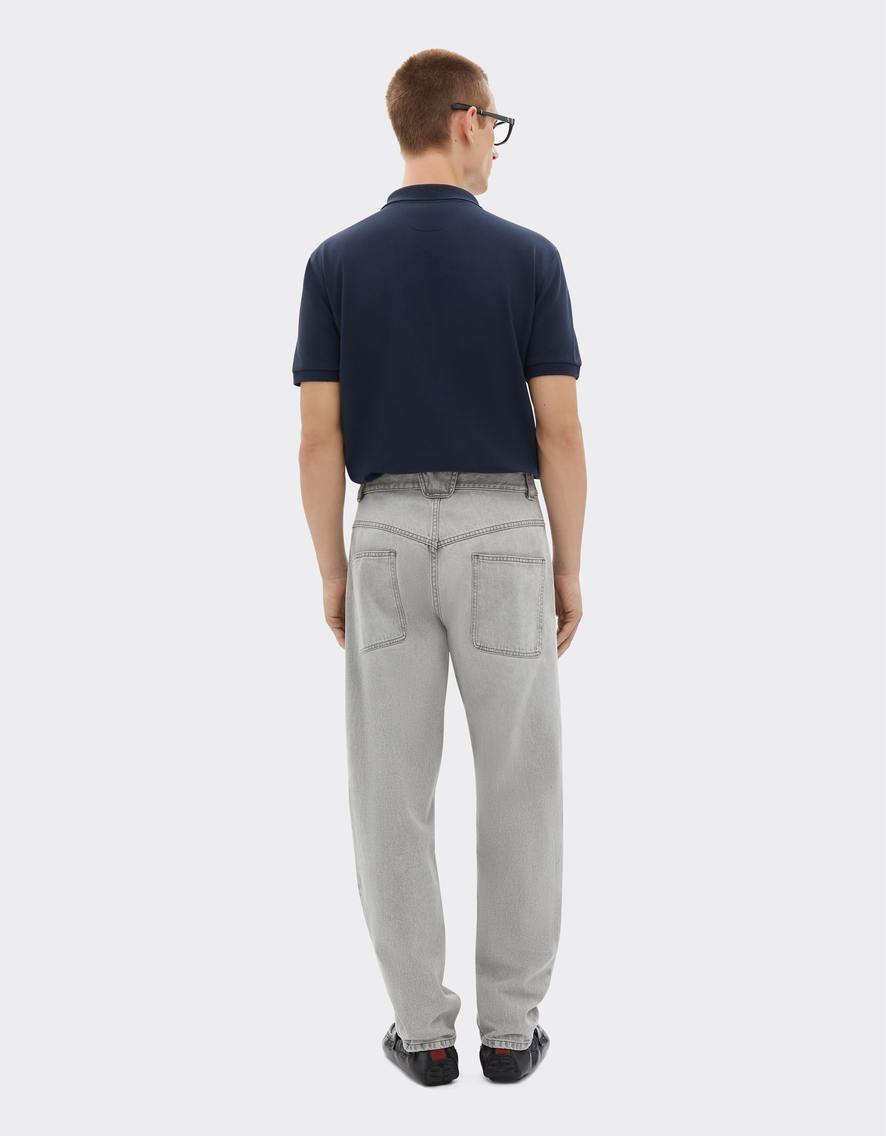 Organic cotton piqué polo shirt with Prancing Horse Ferrari Organic cotton piqué polo shirt with Prancing Horse Navy Blue CJMPO0014JCO0053f