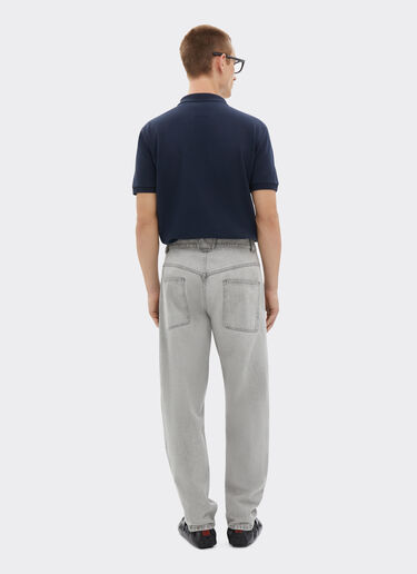 Organic cotton piqué polo shirt with Prancing Horse Ferrari Organic cotton piqué polo shirt with Prancing Horse Navy Blue CJMPO0014JCO0053f