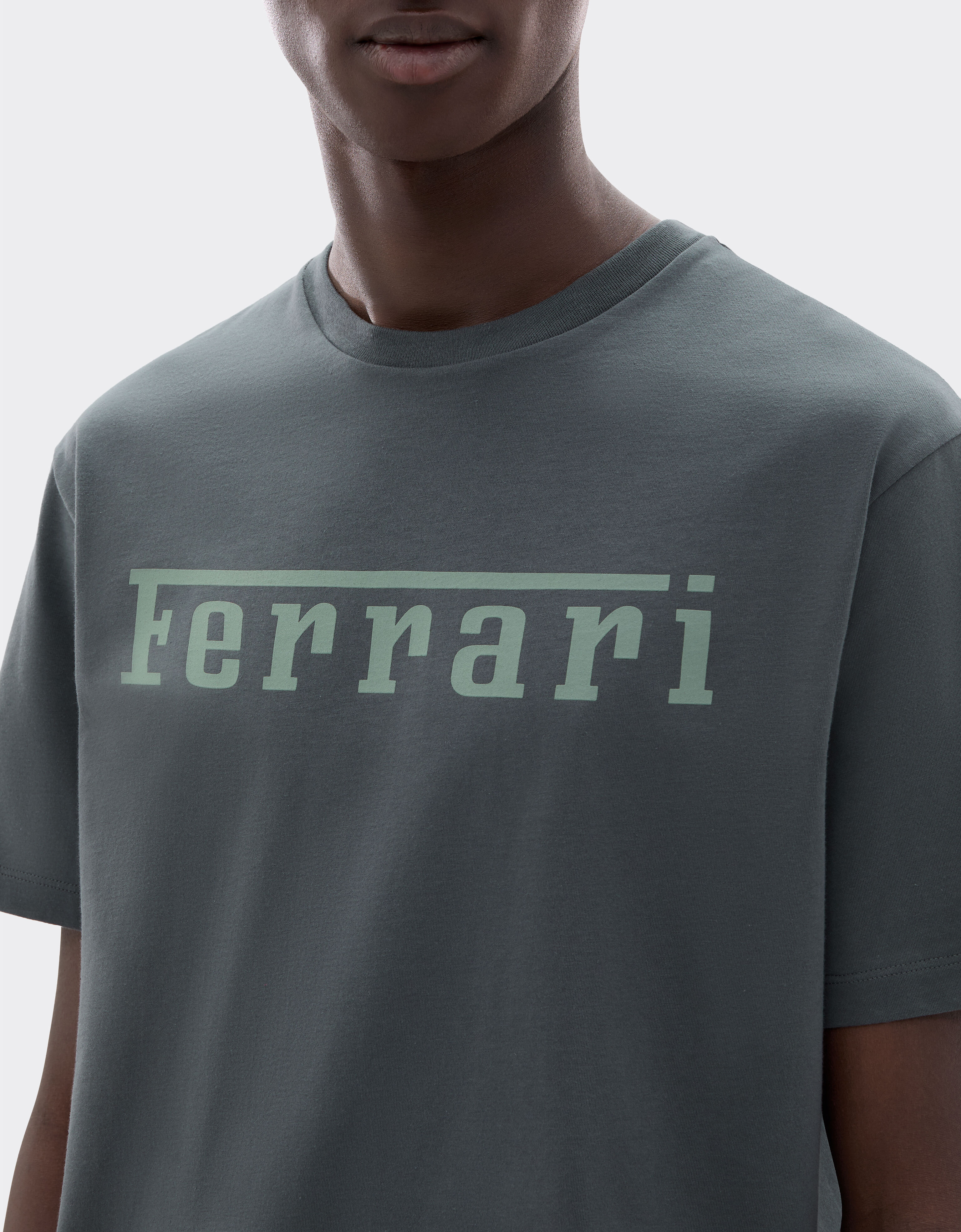 Cotton T-shirt with Ferrari logo Ferrari Cotton T-shirt with Ferrari logo Grigio Titano CJNTH0006JCO0045f