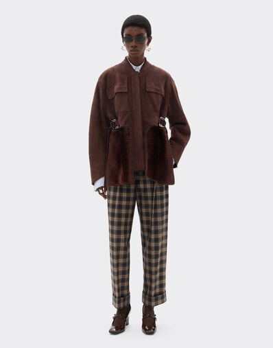 Ferrari Shearling caban with 7X7 check pattern Espresso 22582f