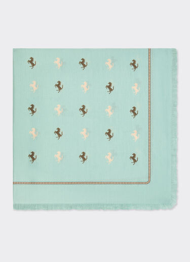 Ferrari 丝棉混纺斜纹方巾 Granite Green 50361f