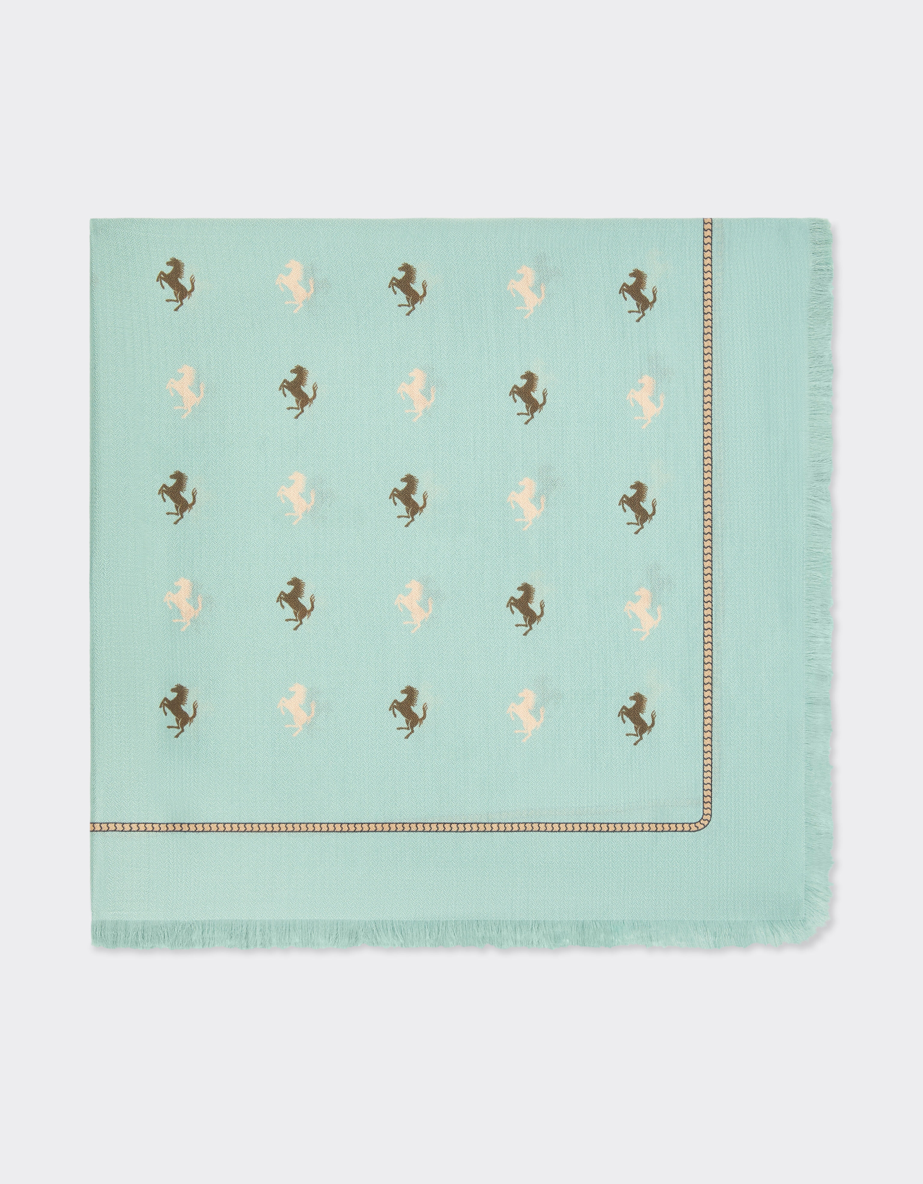 Ferrari 丝棉混纺斜纹方巾 Granite Green 50361f