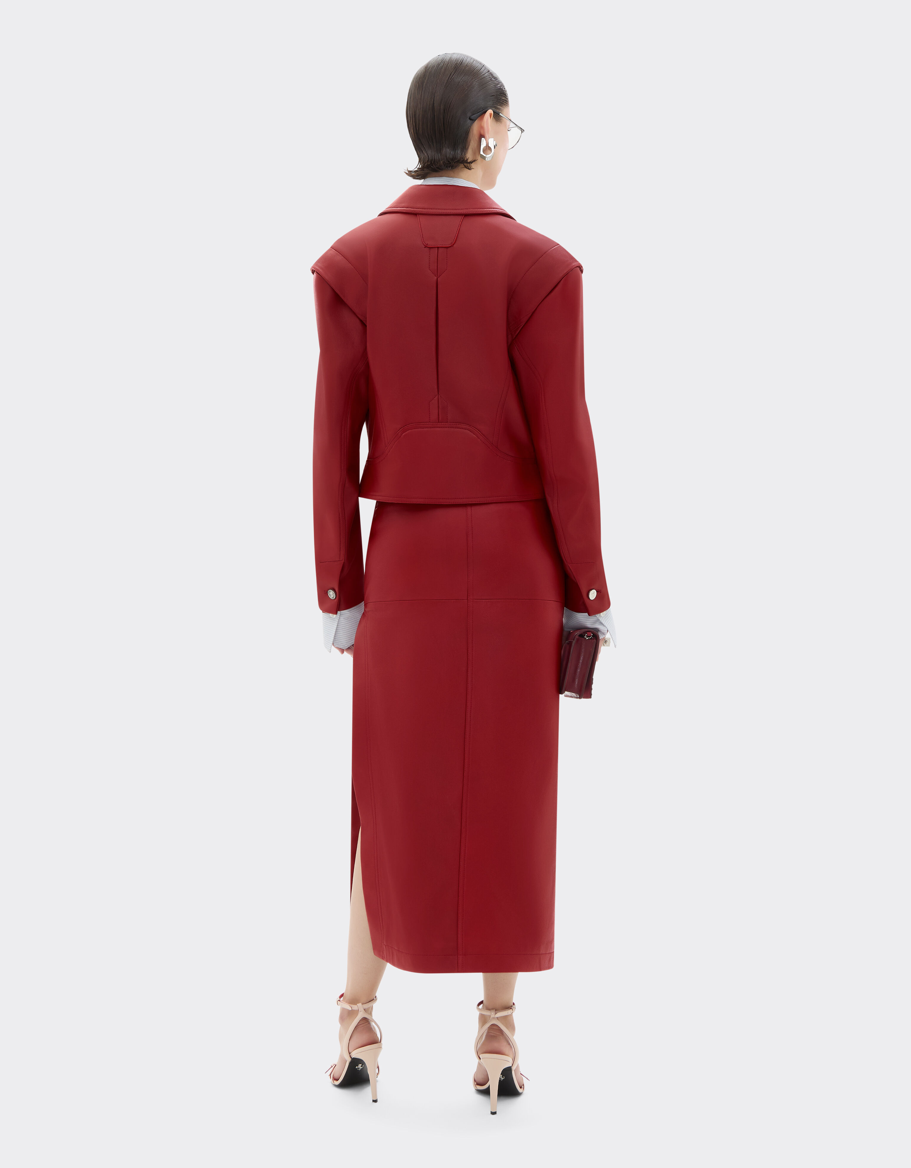 Midi skirt in deer-effect nappa leather Ferrari Midi skirt in deer-effect nappa leather Maison Red 49912f