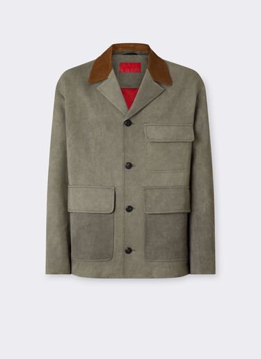 Ferrari Viscose Cady Jacket with Contrast Collar Olive green CWMJK0006WVI0005f