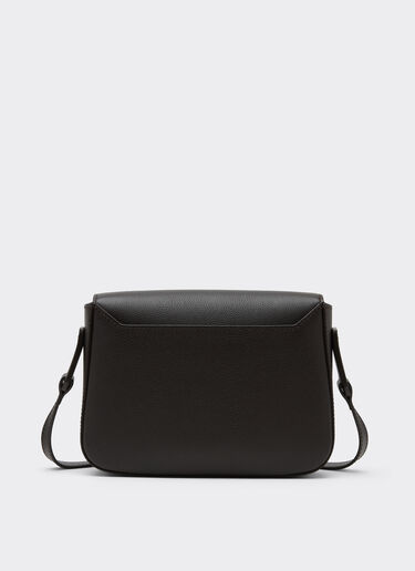 Ferrari Messenger bag in grenade leather Marrone Scuro 50583f