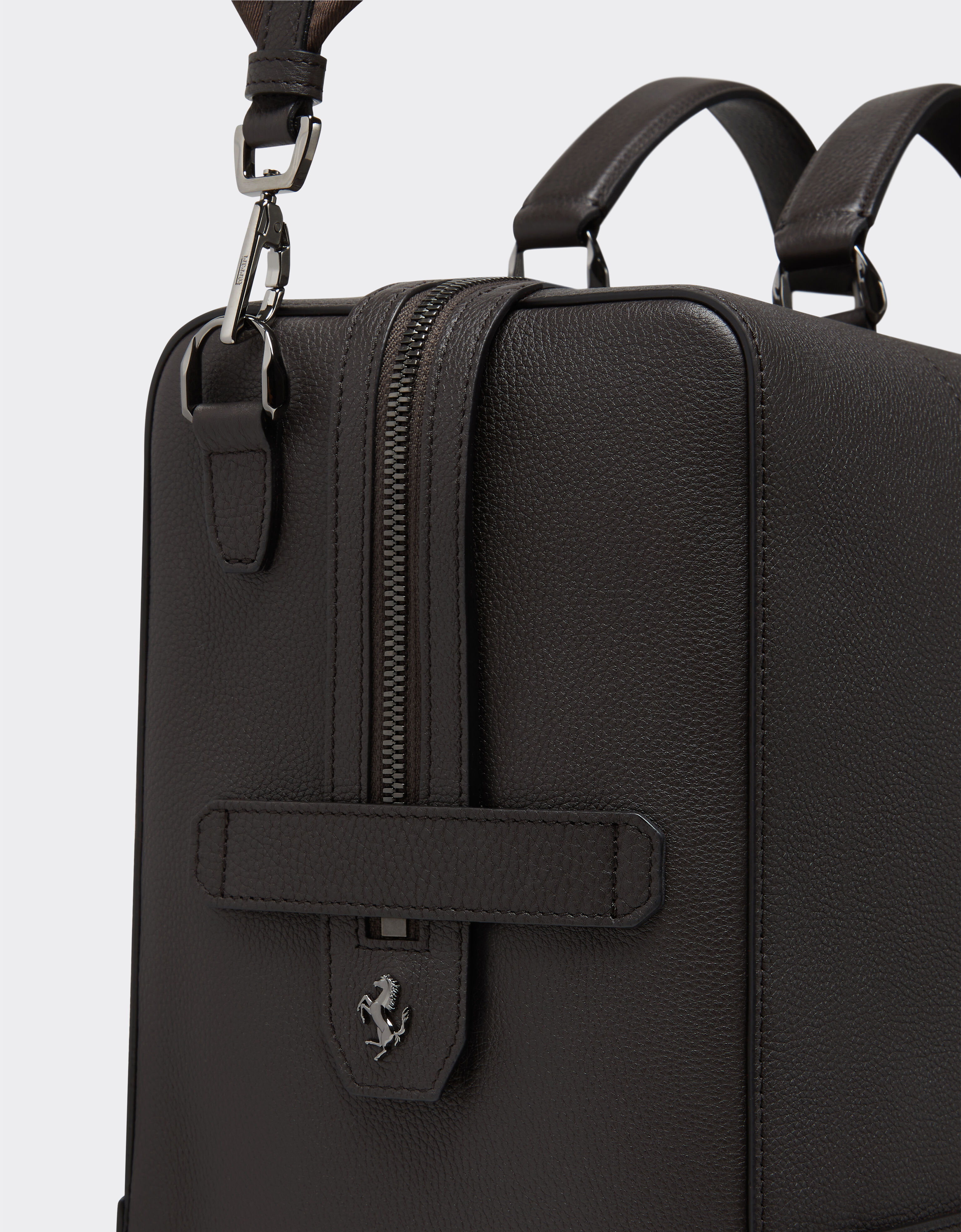 Ferrari Grained leather duffle bag Dark Brown 21371f