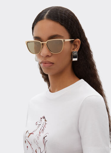 Ferrari Ferrari sunglasses in gold-colored metal with gold mirrored lenses Oro LA0LCf