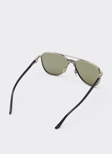Ferrari Ferrari sunglasses in  matte silver titanium and acetate with dark green lenses Silver LA0KRf