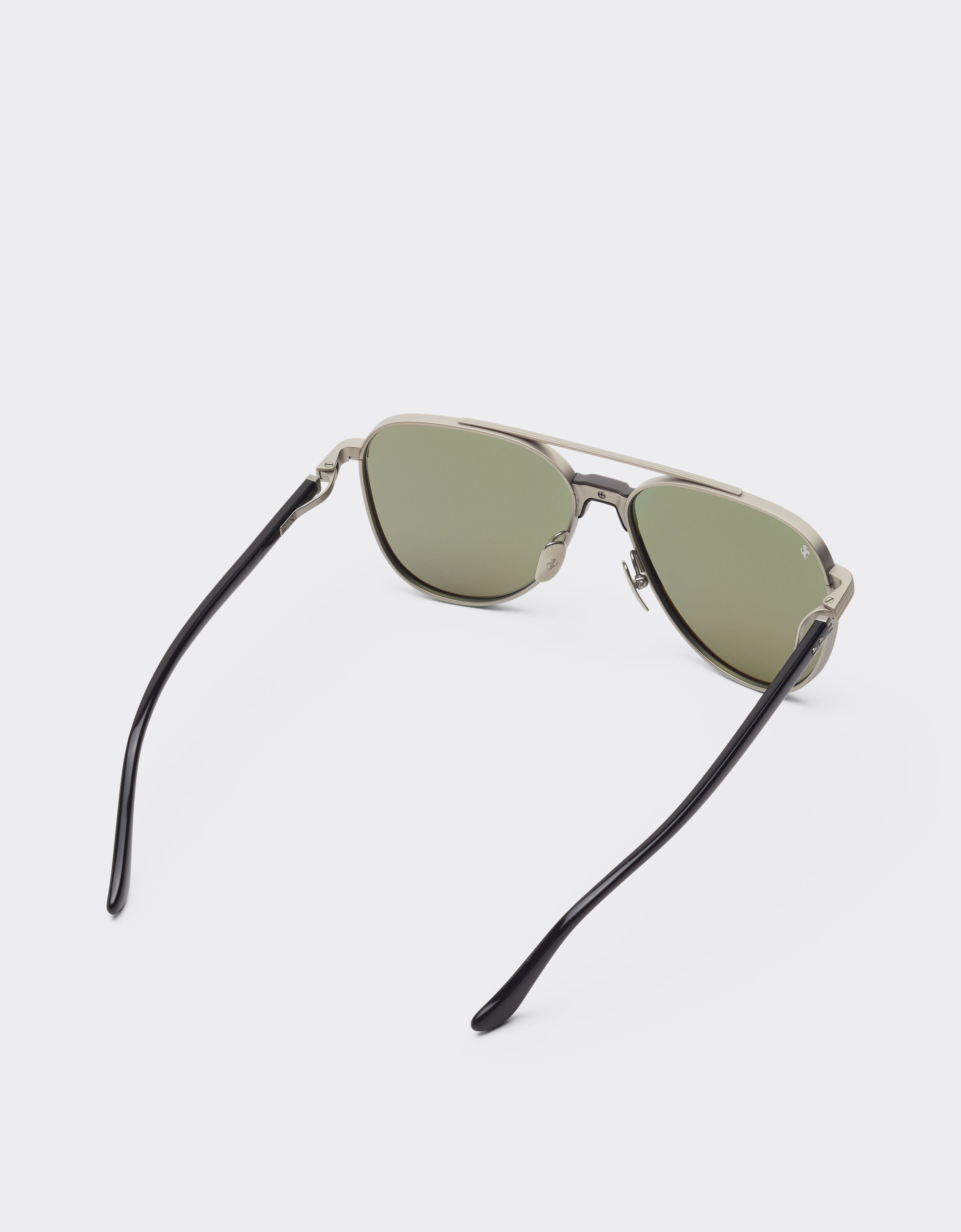 Ferrari Ferrari sunglasses in  matte silver titanium and acetate with dark green lenses Silver LA0KRf