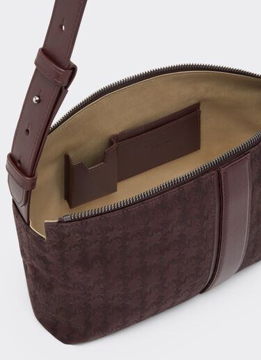 Ferrari Q-Cycle® jacquard crossbody bag with Cavallino pattern Mahogany 49139f
