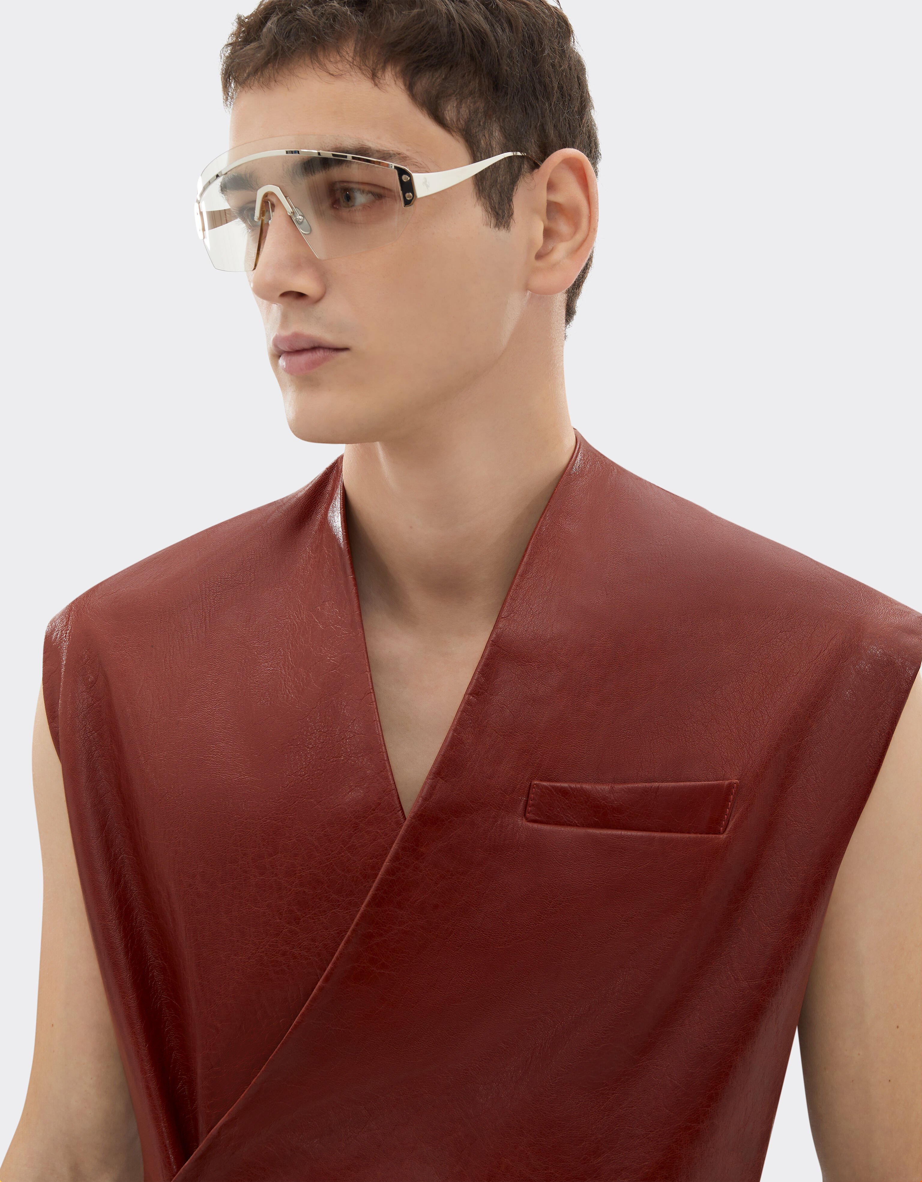 Ferrari 上蜡皮革马甲 Fired Brick 50928f