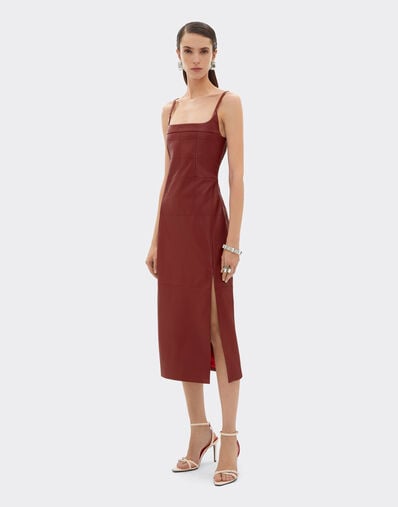 Ferrari Midi dress in deer-effect nappa leather Maison Red 49913f