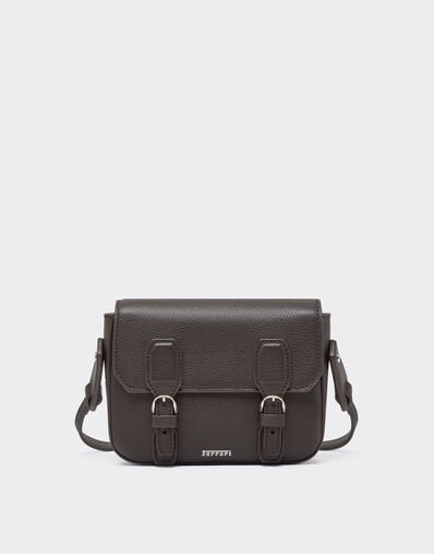 Ferrari Mini Messenger Bag in Hammered Leather Dark brown 50582f