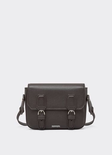 Ferrari Mini Messenger Bag in Hammered Leather Dark brown 50582f
