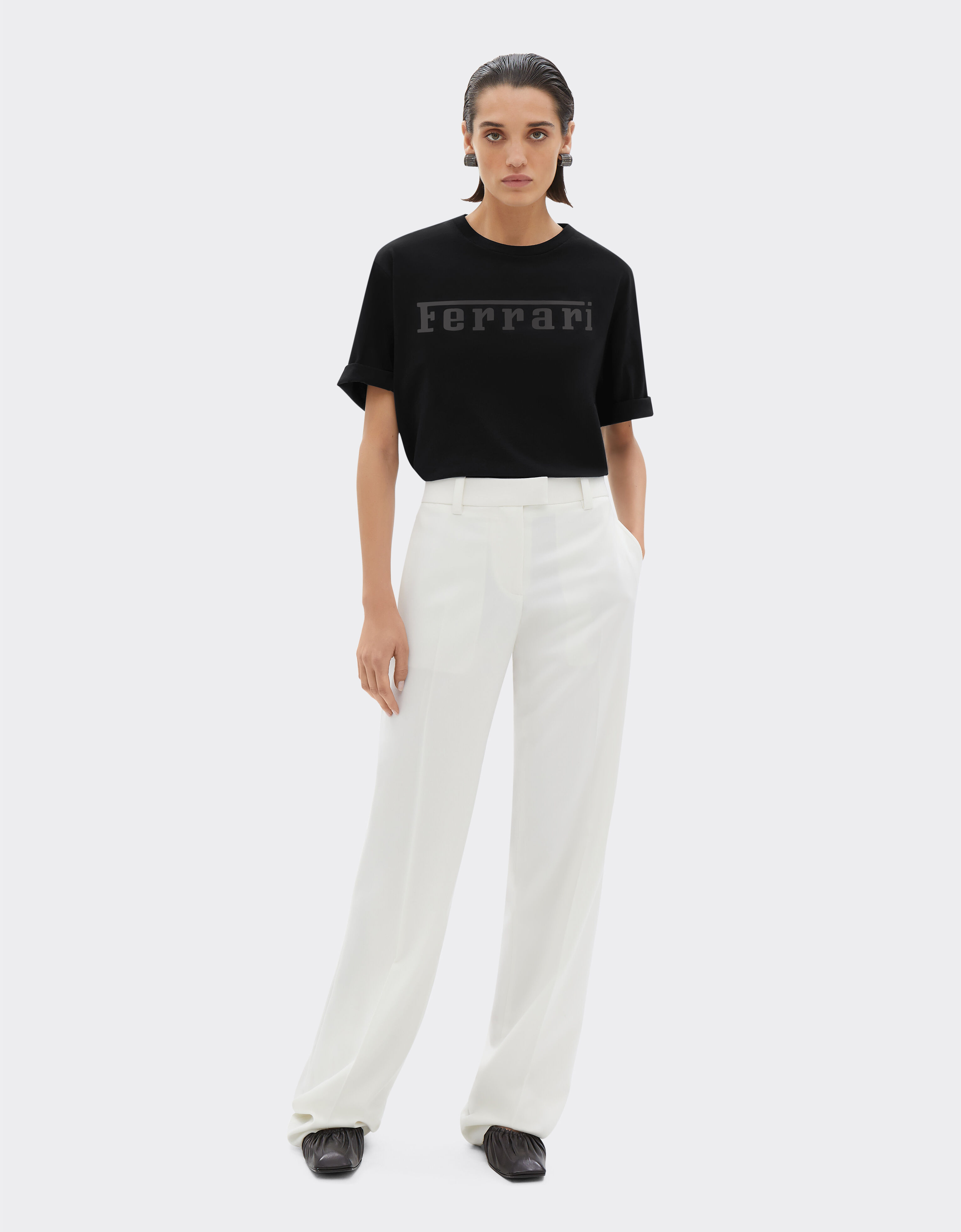 Ferrari 法拉利徽标棉质 T 恤 黑色 21179f