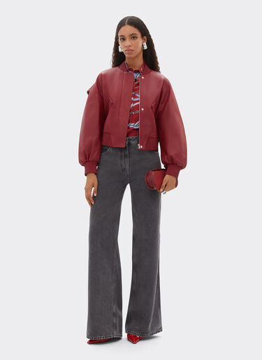 Ferrari 涂层纳帕皮革飞行夹克 Maison Red 50083f