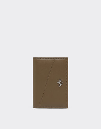 Ferrari CC HOLDER BIFOLD DIAGONAL PLAIN LEATHER Verde Cachi 50620f