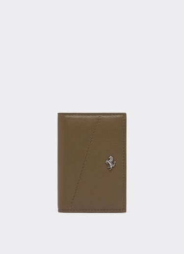 Ferrari 口袋款光面皮革卡夹 Khaki Green 50620f