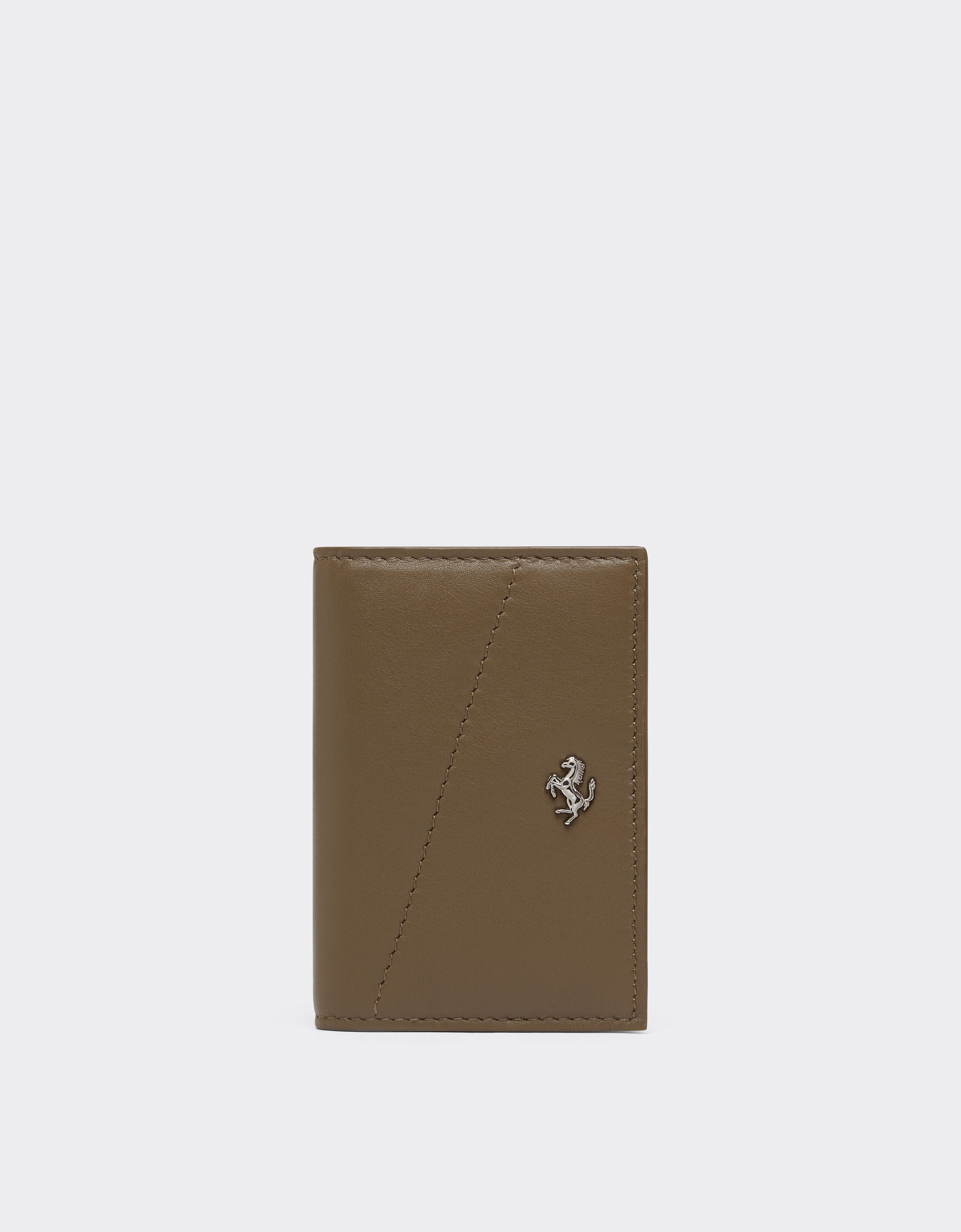 Ferrari 口袋款光面皮革卡夹 Khaki Green 50620f