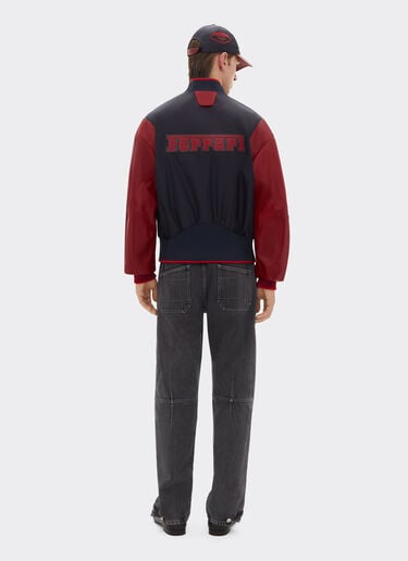 Ferrari 飞行员夹克，采用 Q-Cycle® 尼龙和皮革制成 海军蓝 50889f