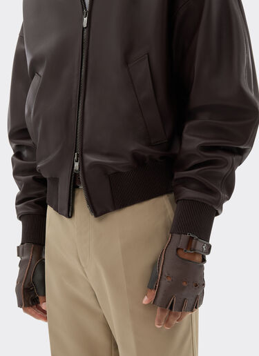 Fingerless leather driving gloves Ferrari Fingerless leather driving gloves Tabacco 47148f