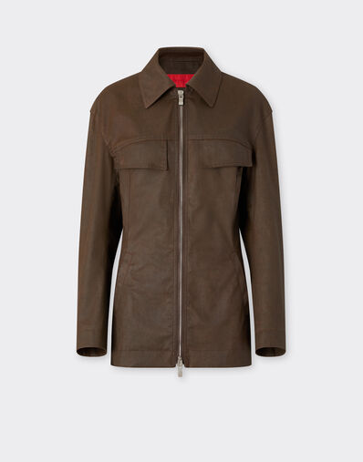 Ferrari Technical gabardine jacket with a vintage effect Khaki Green 49926f