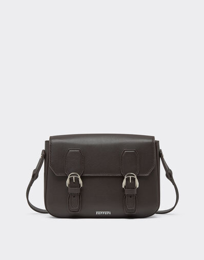Ferrari Messenger bag in grenade leather Marrone Scuro 50583f