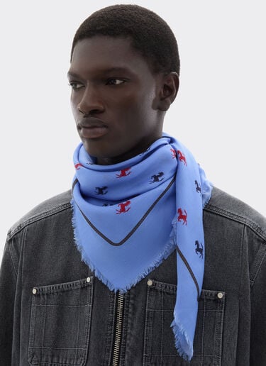 Ferrari 丝棉混纺斜纹方巾 Oxford Blue 50361f