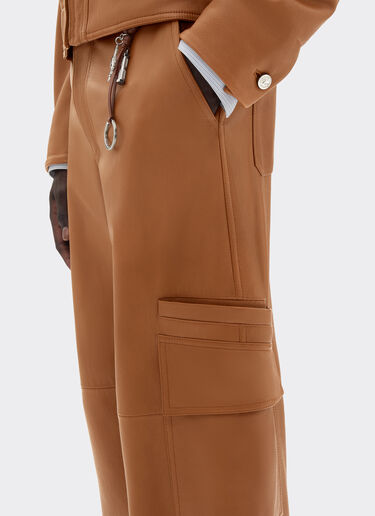 Ferrari Deer-effect nappa leather cargo pants Cognac 49910f