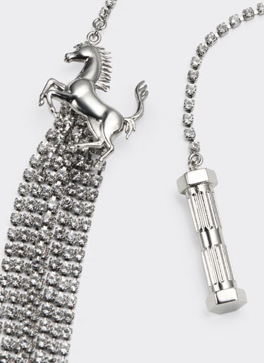 Ferrari Rhinestone necklace with Prancing Horse and mini piston Polished Chrome 50317f