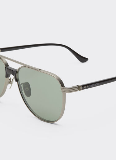 Ferrari Ferrari sunglasses in  matte silver titanium and acetate with dark green lenses Silver LA0KRf
