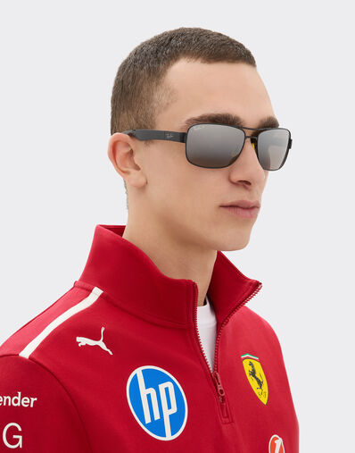 Ferrari 雷朋与法拉利车队合作款 RB3763M 偏光镜面渐变灰色镜片黑色金属与塑料太阳镜 黑色 LA01Df