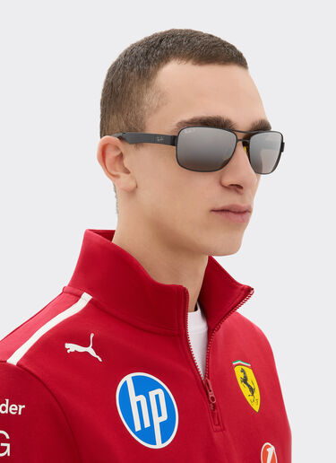 Ferrari 雷朋与法拉利车队合作款 RB3763M 偏光镜面渐变灰色镜片黑色金属与塑料太阳镜 黑色 LA01Df