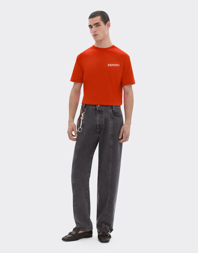 Ferrari Cotton T-shirt with Ferrari logo Rosso Corsa 51044f
