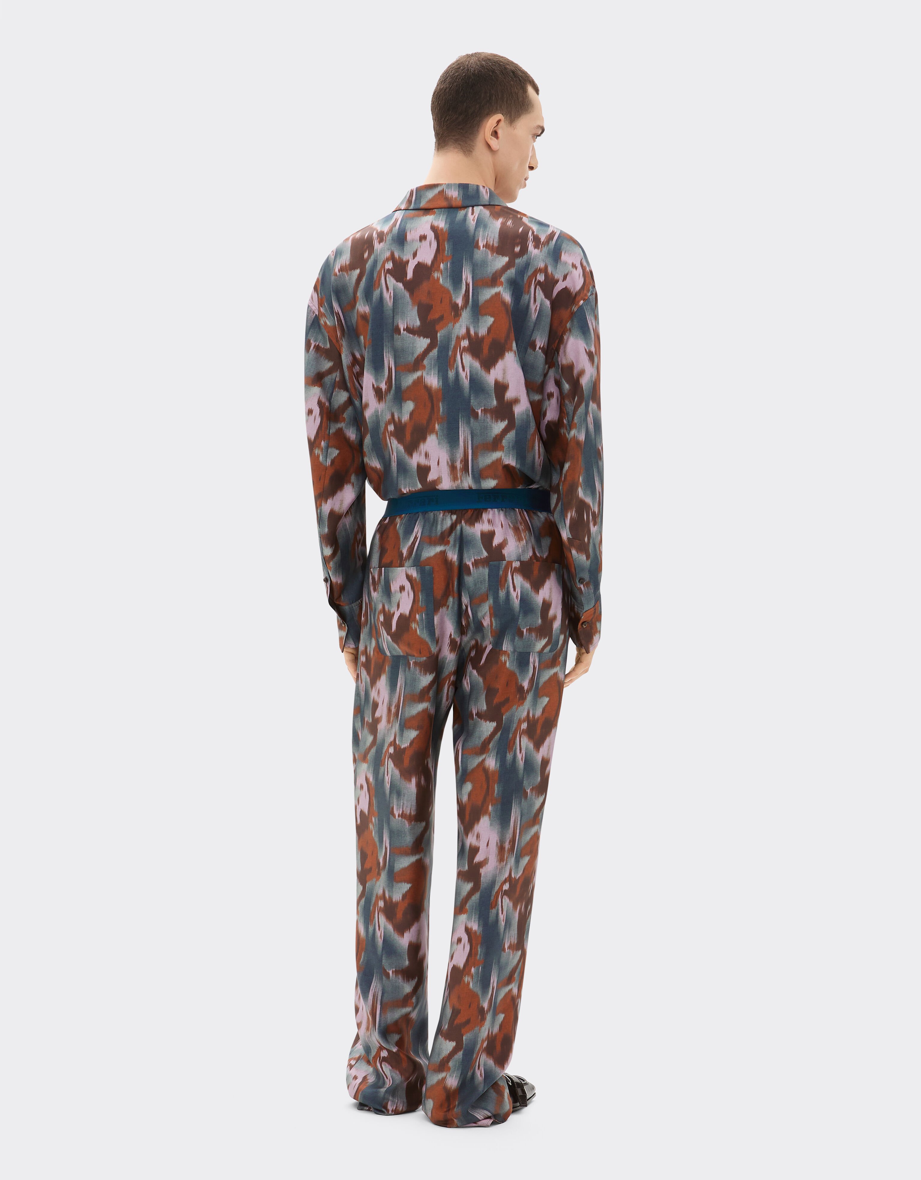 Ferrari Cavallino Ikat 印花真丝长裤 孔雀蓝 22638f