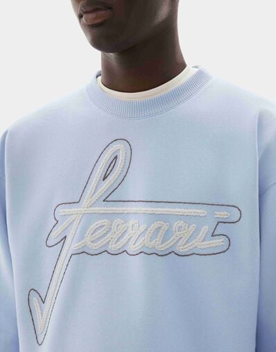 Ferrari Ferrari Embroidered Crew-neck Sweatshirt Powder Blue CJMSW0036JCO0046f