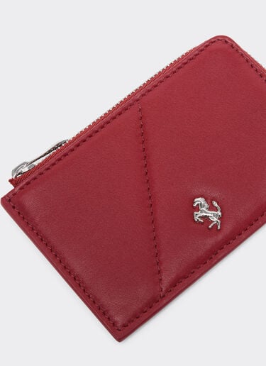 Ferrari 皮革拉链卡夹 Maison Red 50622f