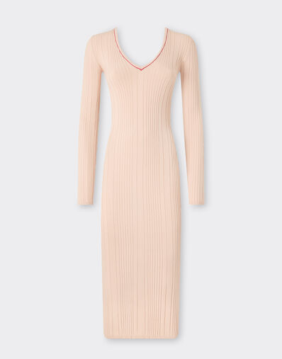 Ferrari Long dress in stretch viscose Powder Pink 49902f