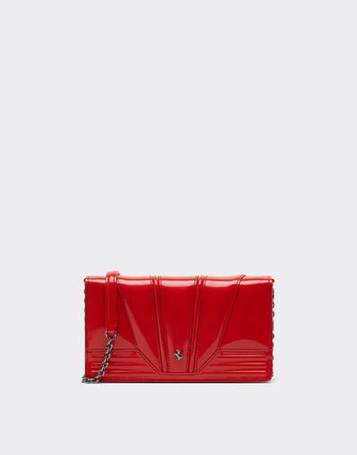 Ferrari Ferrari GT brushed leather wallet with chain shoulder strap Rosso Dino 51056f