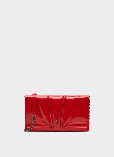 Ferrari Ferrari GT brushed leather wallet with chain shoulder strap Rosso Dino 51056f