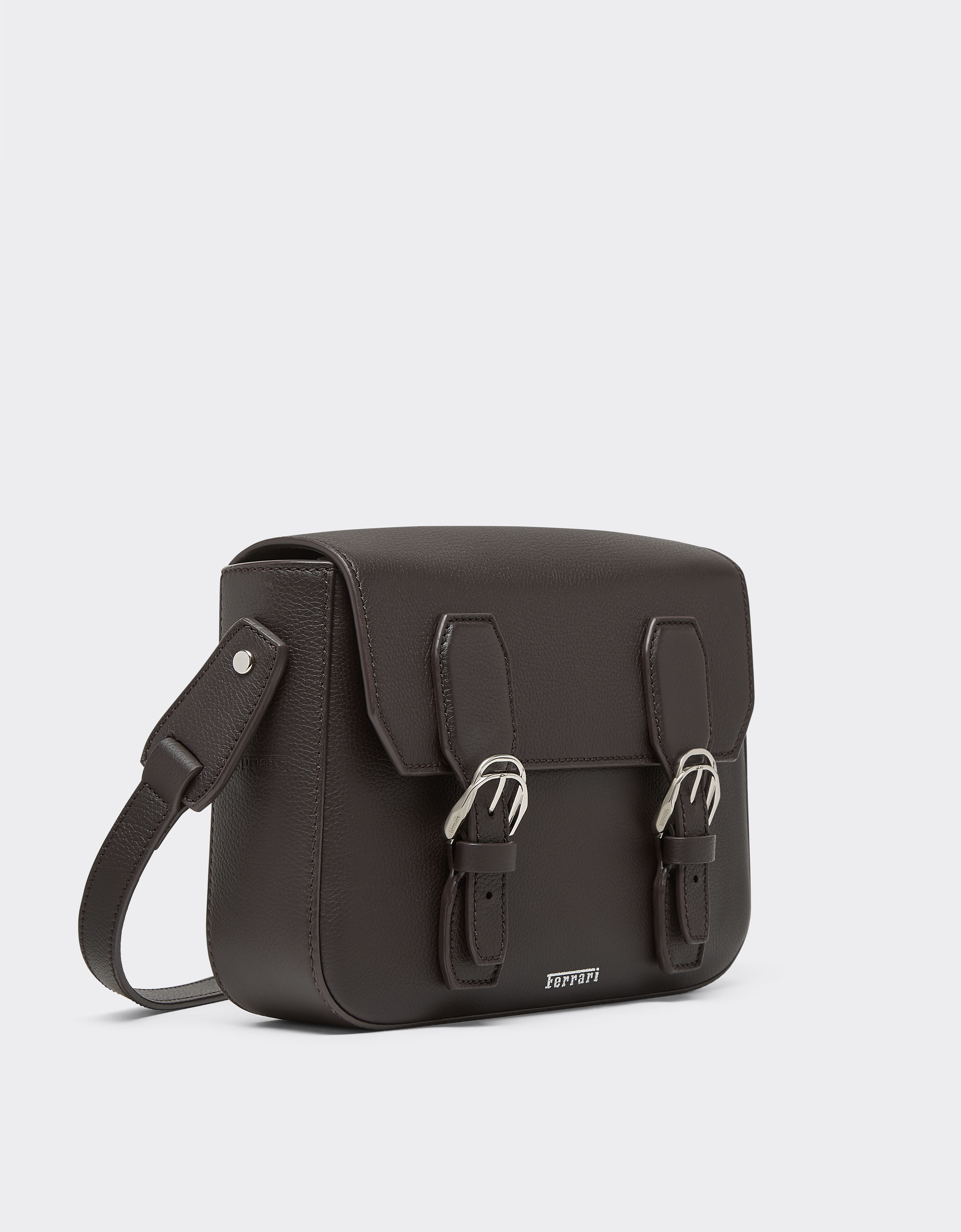 Ferrari Messenger bag in grenade leather Marrone Scuro 50583f